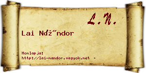 Lai Nándor névjegykártya